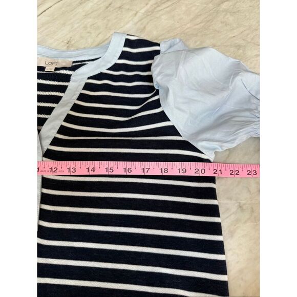 Loft cotton blend striped dress mixed media v-neck size L - Picture 7 of 8
